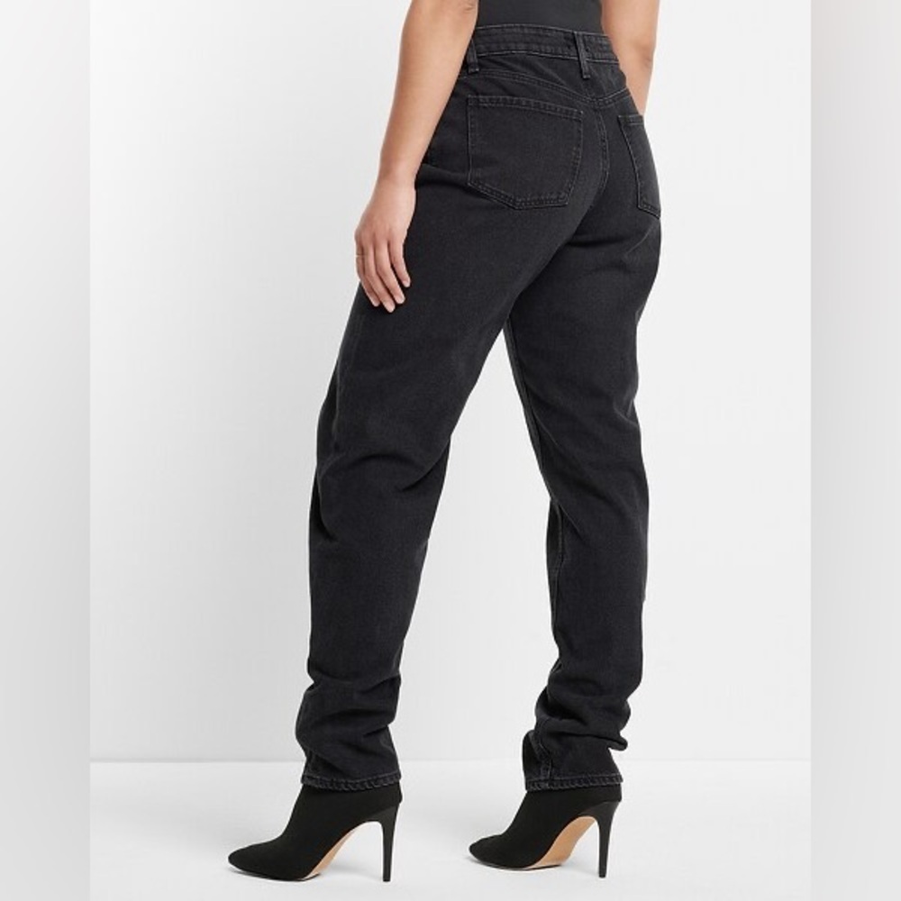Express Mid Rise Washed Black Pleated Baggy Tapered Jeans 8R - Picture 6 of 8